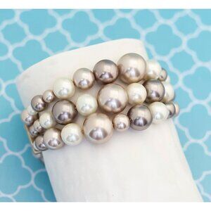 Vintage Elegant Victorian Pearls Flexible Beaded Bracelet - R18